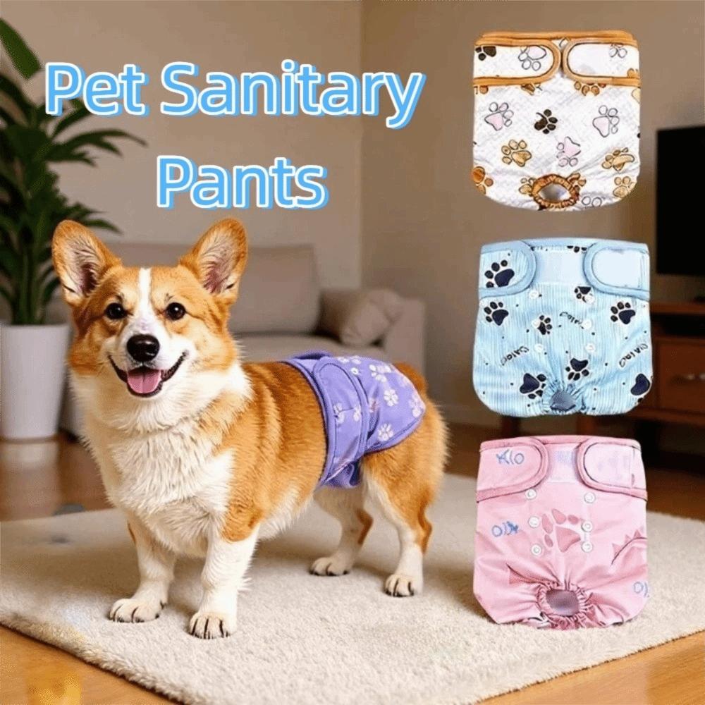 Washable Female Dog Diapers Breathable Dog Underwear Pet Sanitary Pants Dog in Heat