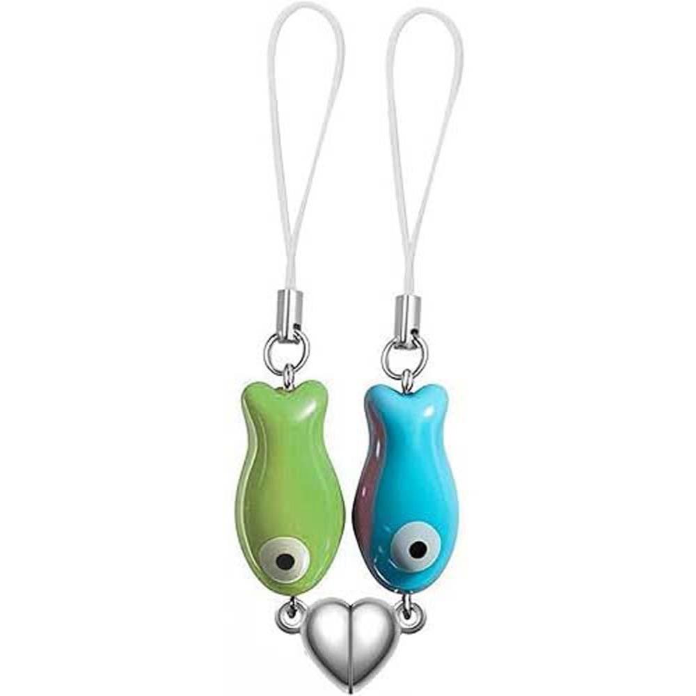 Bag Charm Fish-Shaped Keyring Heart Strap Couples Keychain Magnetic Matching Keychain Best Friend