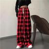 2026 Summer High-Waisted Plaid Loose Pants - Black and White