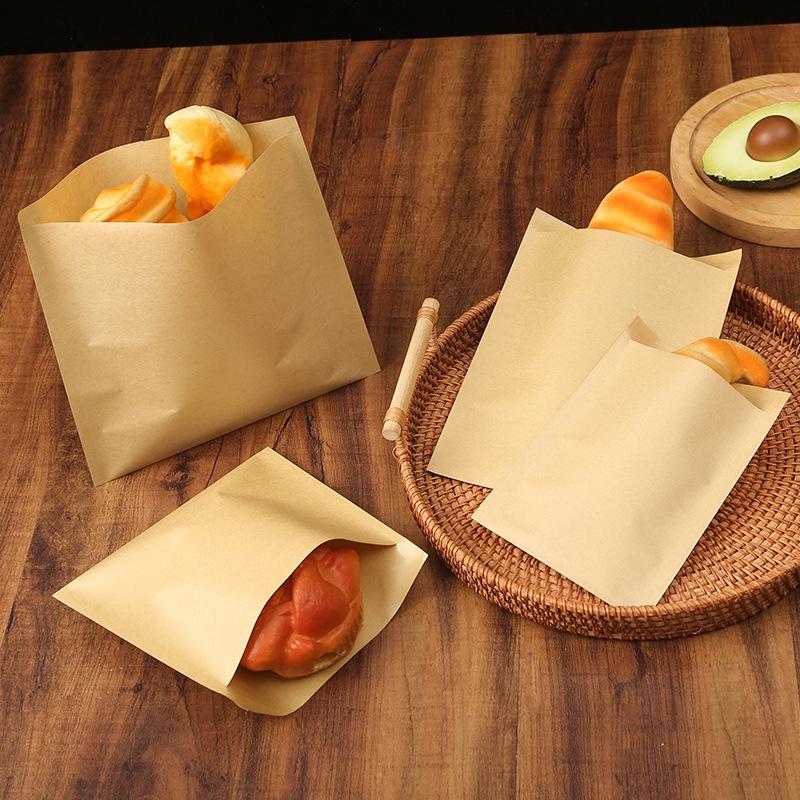 Kraft Paper Food Packaging Bag Disposable Snack Packing Bag Oil-Proof Paper Bag
