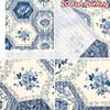 2pcs   2D FLAT PRINTING Curtains (Without Rod) Blue Hexa Pattern Modern Fashionable Curtainments Machine Washable Fabric Curtains
