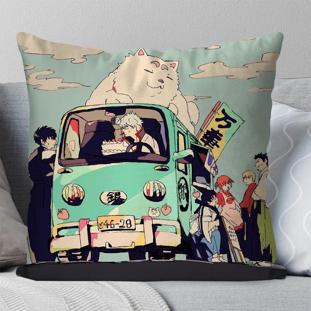1pc Gintama Animation Pillow Case Square Pillow Bedroom Sofa Leisure Comfort Cushion Car Living Room Home Decoration 40X40