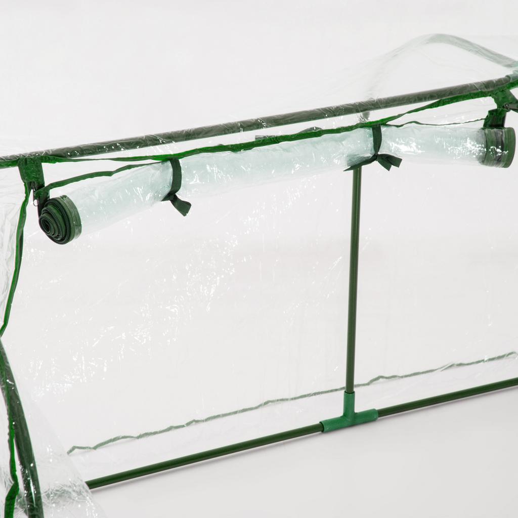 Greenhouse, Hothouse with Door, Cold Frame, Plant House, Plant Growing, Steel, Plastic, 200 x 100 x 80 cm, Green