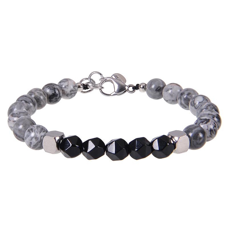 Men's Stainless Steel & Tiger Eye Beaded Adjustable Bracelet
