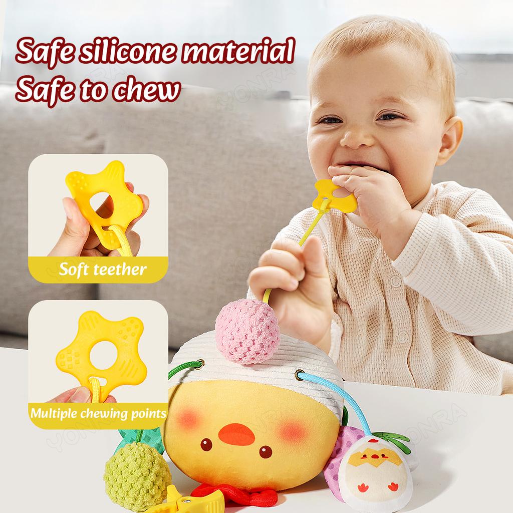 Plush Pull String Sensory Toys with Rattle Montessori Toys for Babies Toddlers Mobiles for Cribs Birthday Gifts Travel Toys