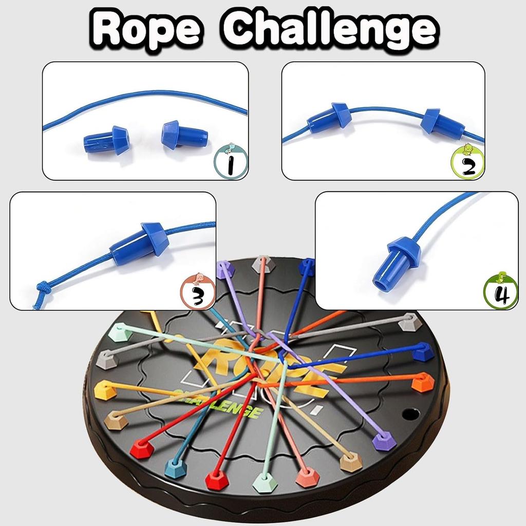 Rope Untangling Puzzle Game, Interactive Family Sensory Toy, Portable Stress ReliefBrain Teaser For Kids & Adults (Black)