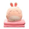 Soft Cute Cartoon Animal Hand Warmer 3-in-1 Pillow Blanket for Office Naps