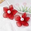 Mesh Petal Stud Earrings Fabric Mesh Stud Earrings Gifts Pearl Geometric Earring