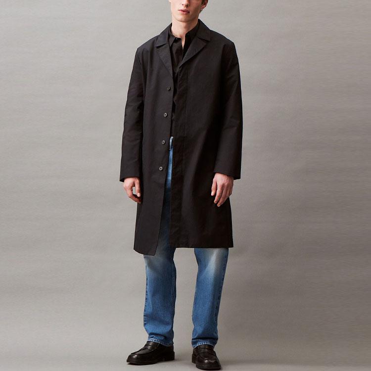 Calvin Klein Jeans Solid Color Casual Straight Single-Breasted Windbreaker Men Outerwear Black 40BM502-BAE