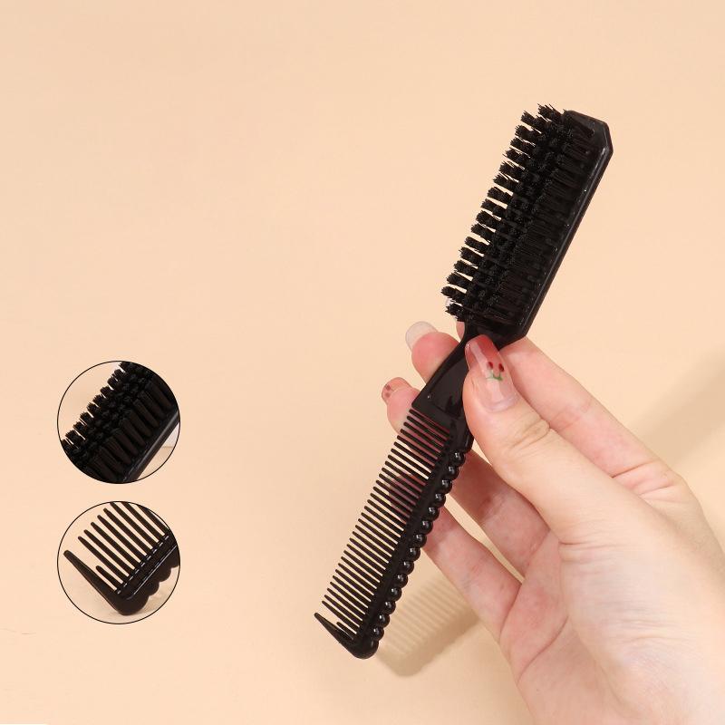 Double-Sided Comb Brush Black Small Beard Styling Brush Professional Shave Beard Brush Barber Vintage Carving Cleaning Brush