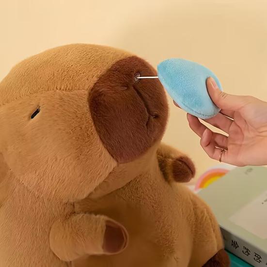 Capybara Plush Doll Soft Stuffed Animal Pillow Comfortable Hugging Toy with Cute Turtle Accessory Cozy Cushion Gift for Kids Adults