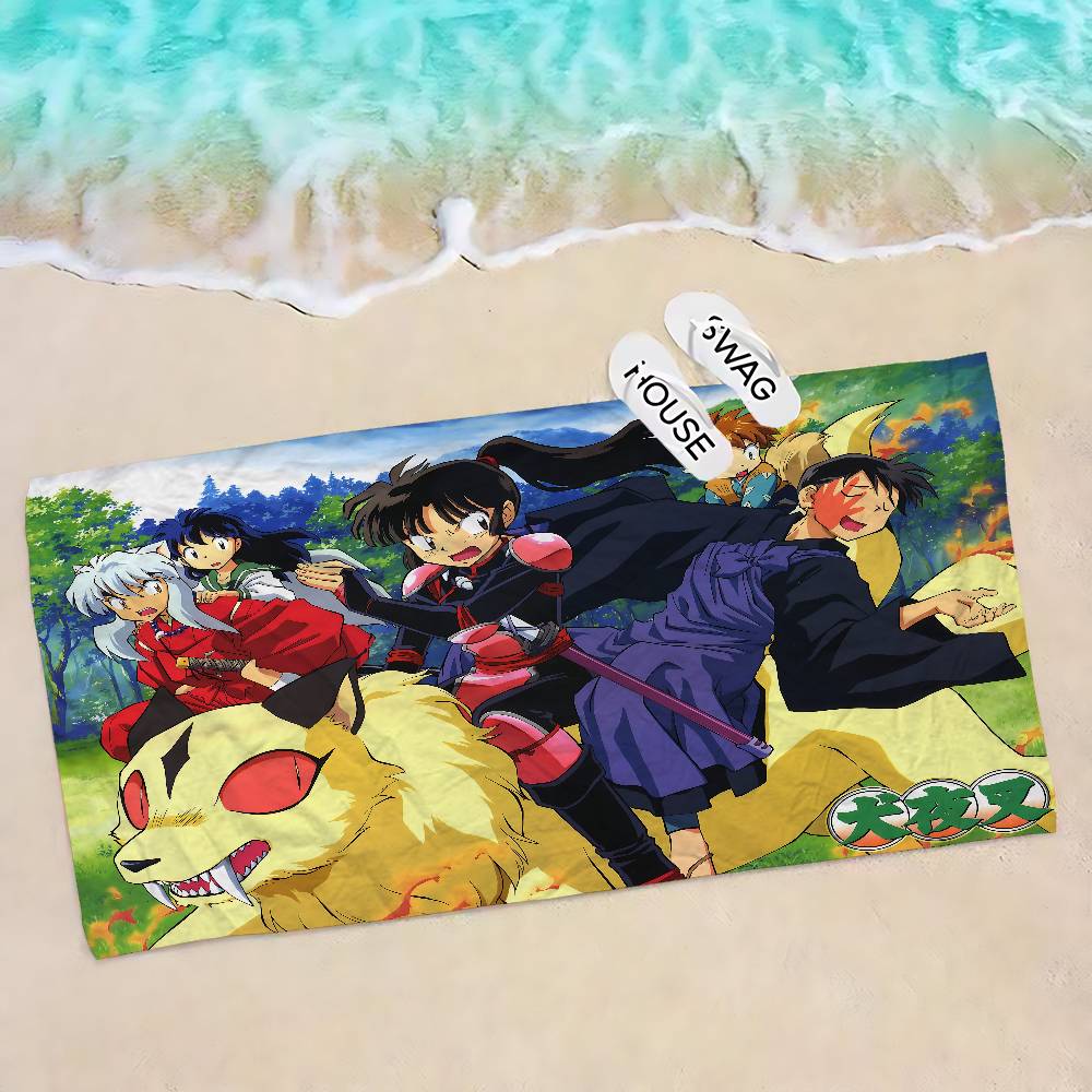 Asciugamano da Spiaggia Anime Inuyasha Asciugamani da Bagno Colorati per Ragazza Microfibra Asciugatura Rapida Senza Sabbia Spiaggia Yoga Spa Palestra Piscina