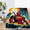 Deadpool Theme Printed Blanket - Perfect for Couch, Bed, Travel & Outdoor Use | Machine Washable, Cozy & Durable.