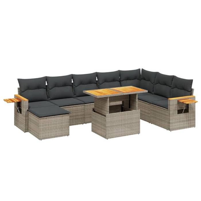 VidaXL Garden Lounge Set with Cushions 9 Pcs, Patio Sofas, Patio Furniture Set, Outdoor Furniture, Grey 3273657