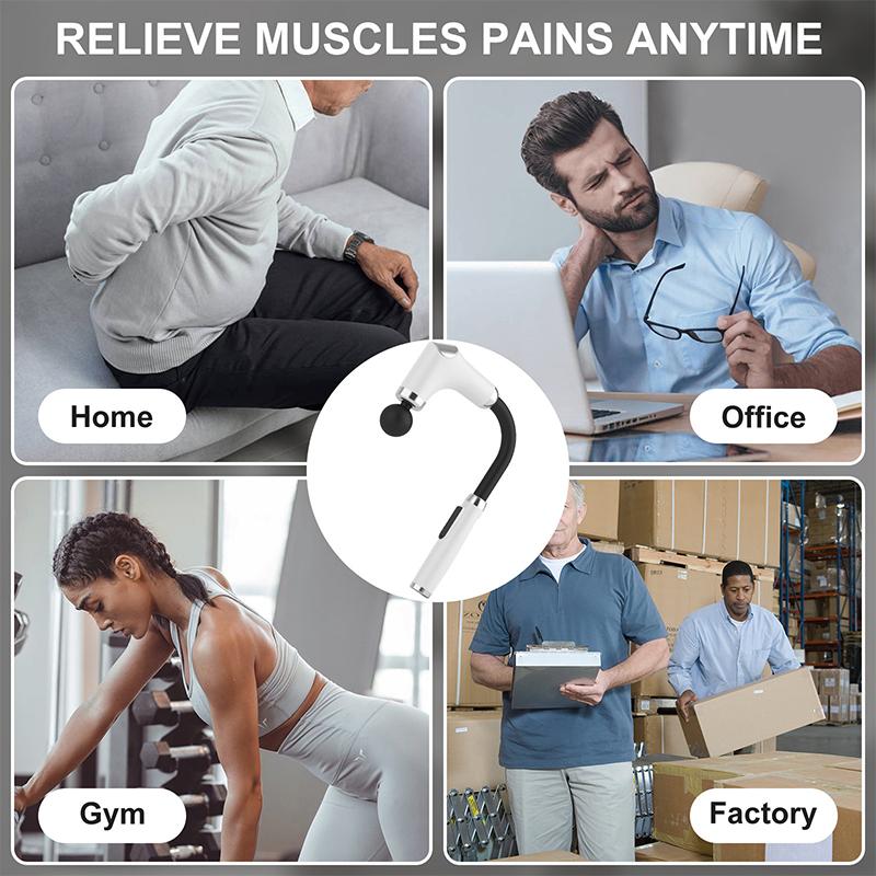 Fascia Gun With Extended Handle And Elbow For Self-assist Massage Of The Upper Lower Back Muscle Relaxation Massage Done Tool