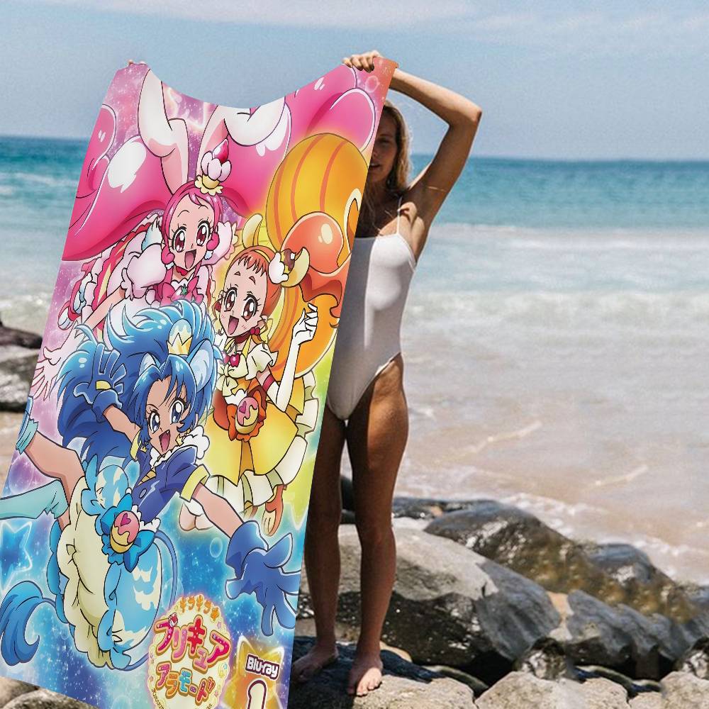 Smile P-precure Cute Anime Anime Beach Swimming Towel Soft Absorbent Washcloth Children's Gifts For Kids Travel Camping Gym