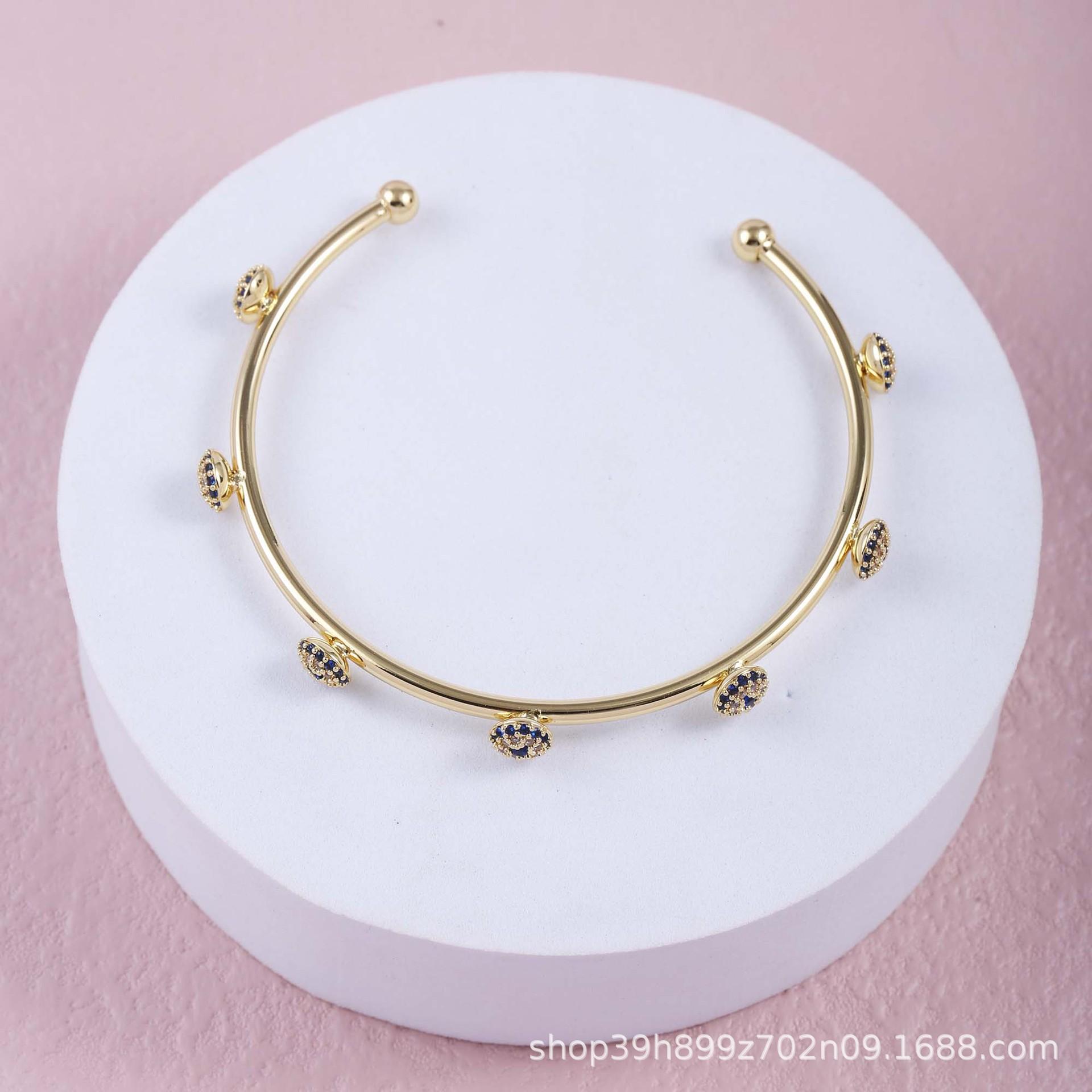 Браслет «Сглаз» с покрытием из 18-каратного золота и цирконами