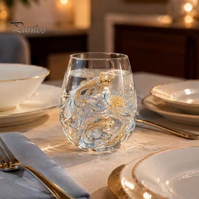Dekorativa Glasmuggar 3D Djur Stamlös Vinglas, Havsinspirerade Detaljer Elegant Klart Presentglas, Hållbara Dricksglas för Hemköket Och Stranden