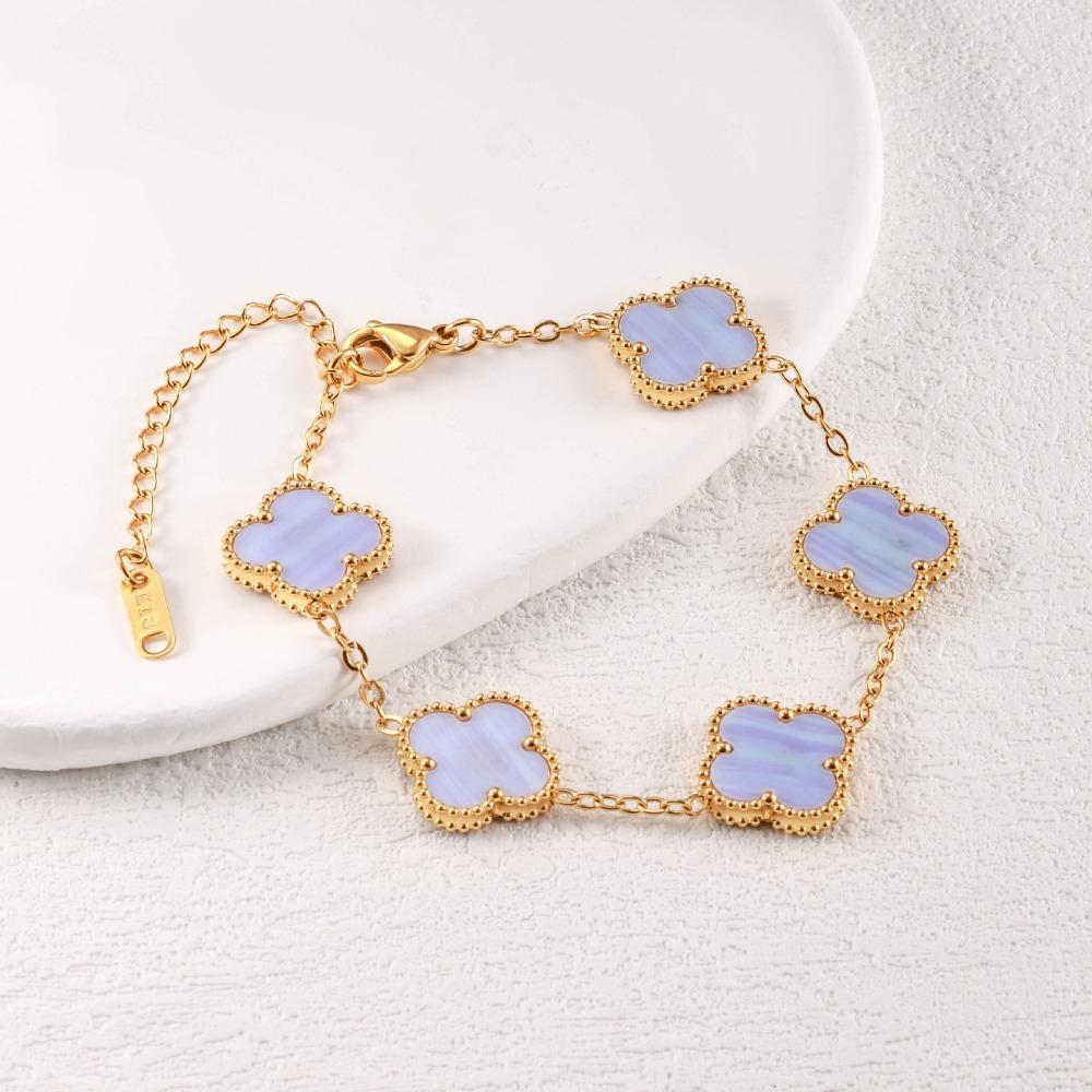 Pulsera de Trébol de Cuatro Hojas de 15 mm para Mujer Doble Cara Lujosa y Sofisticada Pulsera de Moda