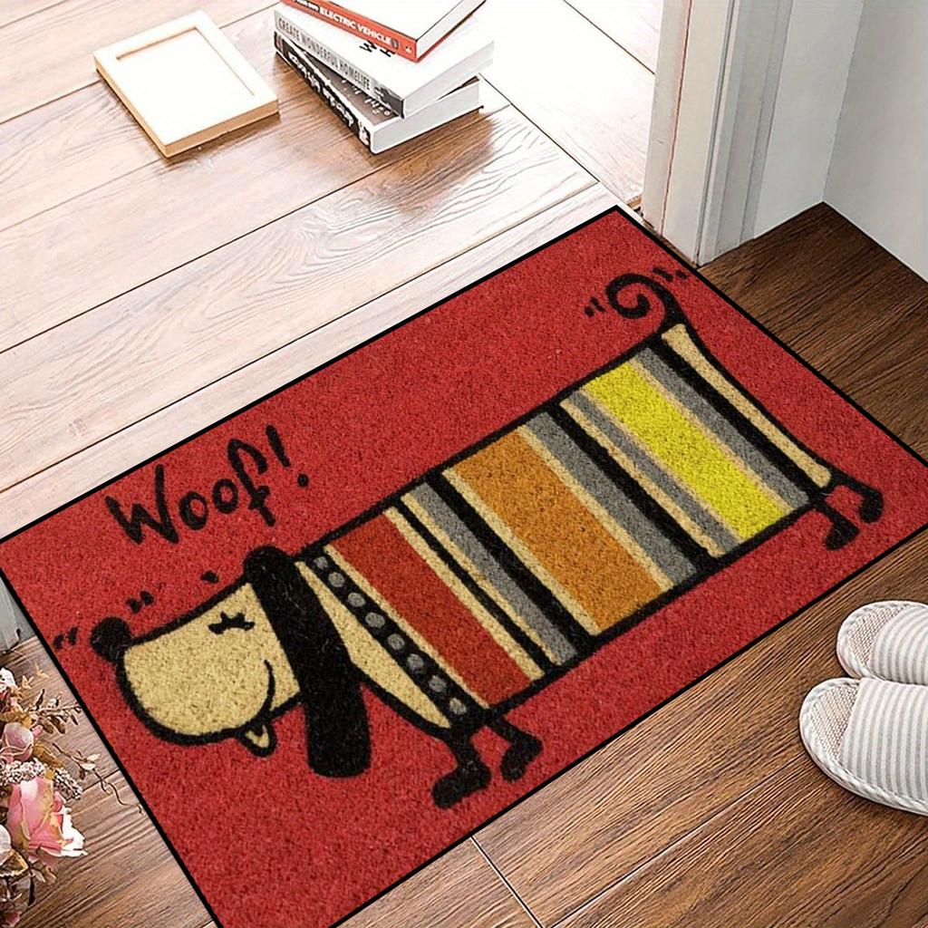 Red Carpet Cartoon Striped Dog Floor Mat Doormat Soft Welcome Mat Living Room Carpet Rug For Bedroom Home Decor