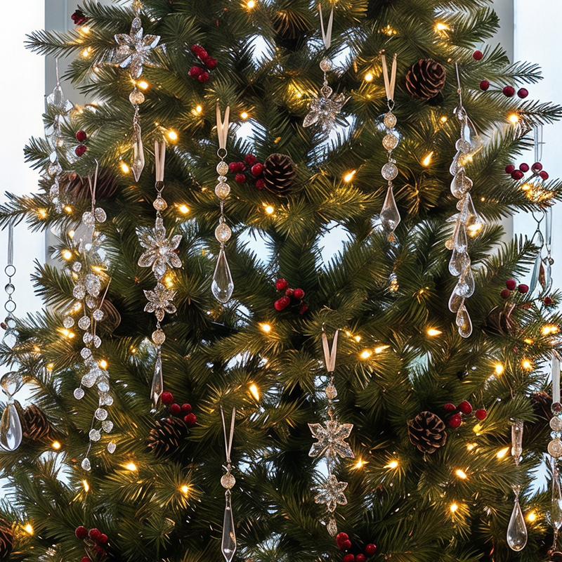 1PC Snowflake Pendants New Year Ice Crystal Shape Home Decor Tree Decoration Christmas Transparent Xmas Gifts Hanging Drop Party