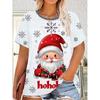 XL-7XL Dam Casual Jul 3D-tryck Lös Rund Hals Kortärmad T-shirt Topp