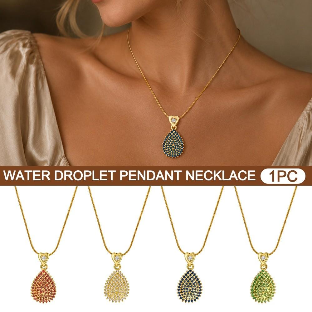Light Luxury Clavicle Chain Water Droplet Pendant Necklace Clavicle Necklace Women Jewelry