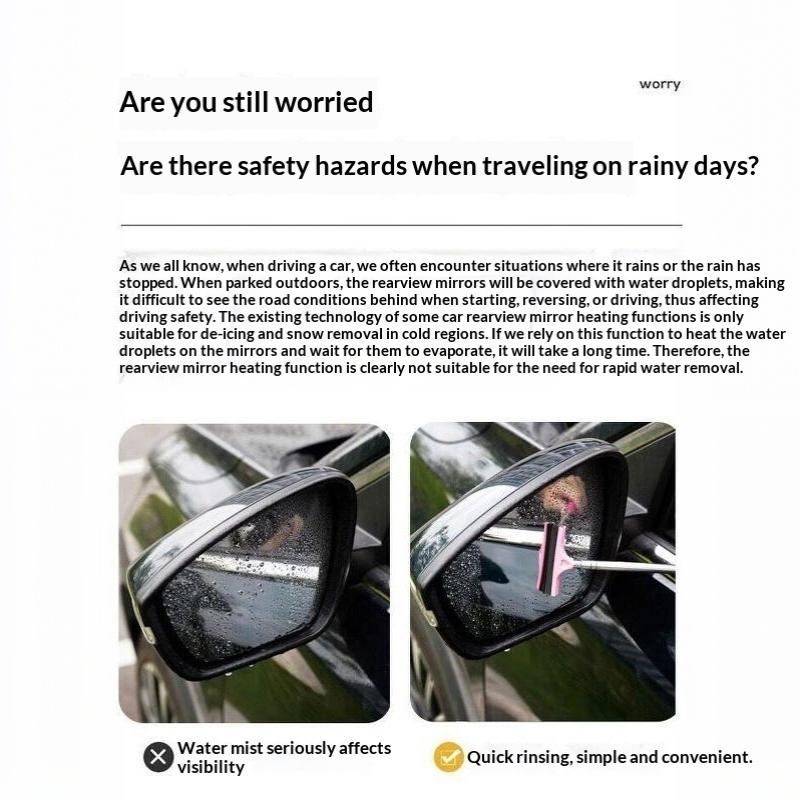 Retractable Car Side Mirror Wiper 66cm Extendable Universal Fit Rearview Mirror Squeegee for Car SUV Truck Rainy Use