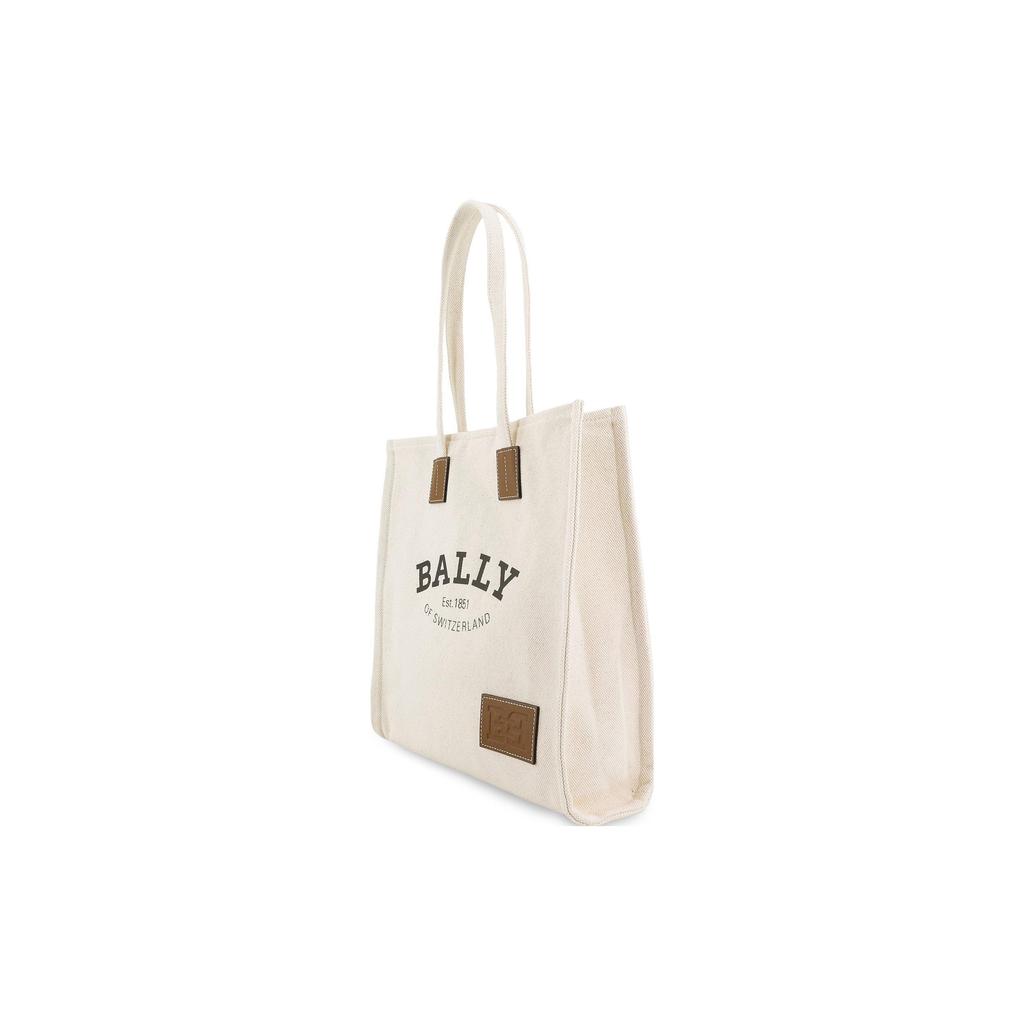 Bally Crystalia Hong Kong Style Logo Print Detail Fabric Tote Bag Unisex Tote Bags Natural Brown 6236963