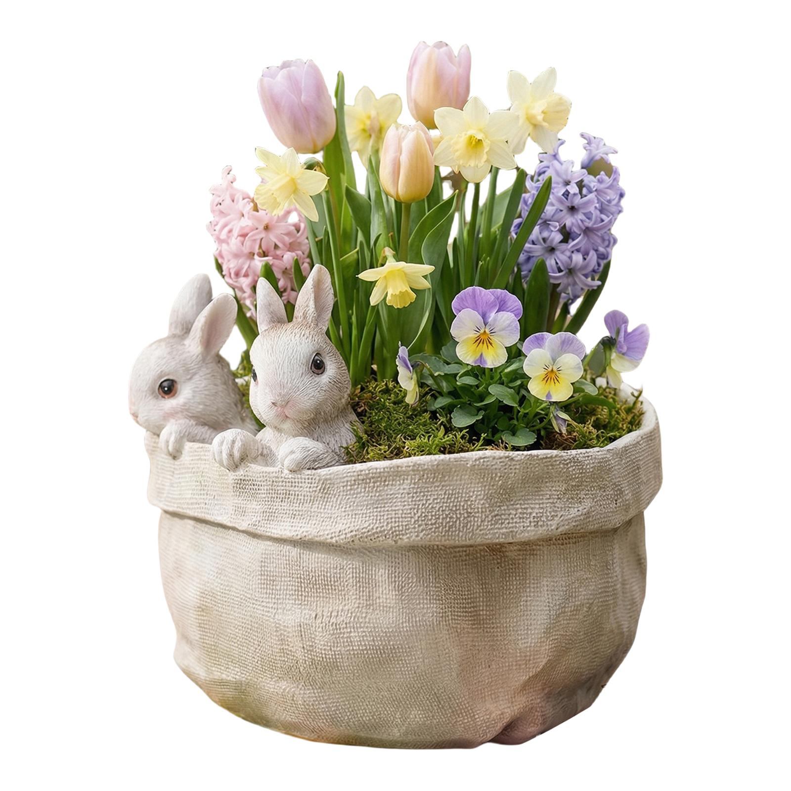 

Bunny Succulent Planter Resin Decorative Rabbits Garden Pot Cute Rabbit Flower Pot for Home Courtyard Lawn Decoration China Mainland