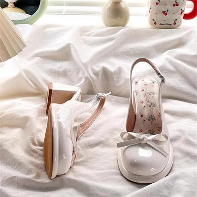 French Beautiful Not Tired Foot Bag Head Sandals Women's 2025 New Summer Thick Heel Bow with Skirt High Heels
