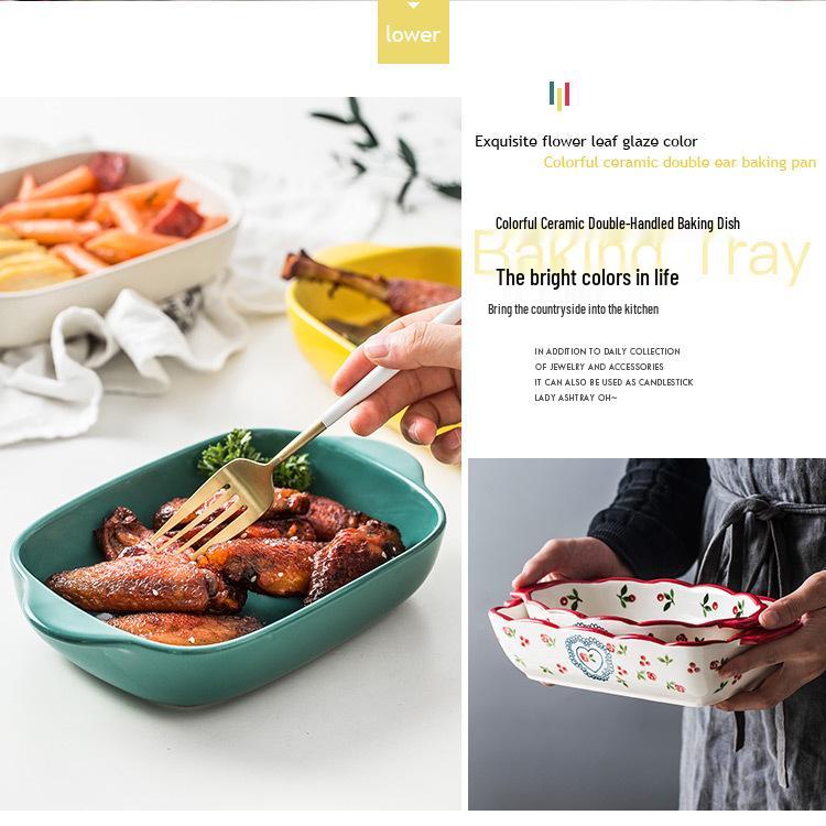 Ceramic Rectangular Baking Tray for Cheese & Rice - Microwave Safe