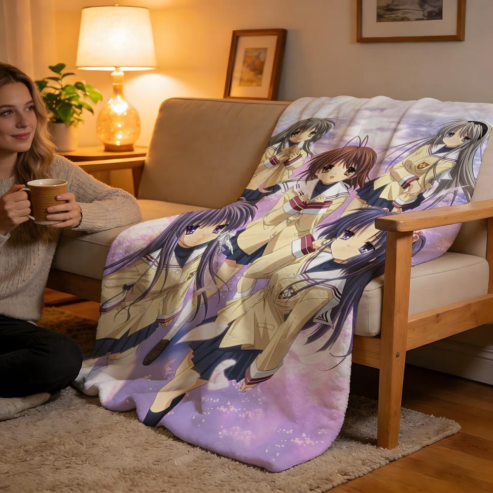 Throw High-Density Short Plush Blanket For Sofa Nap Air-Conditioned Room Soft Skin-Friendly CLANNAD