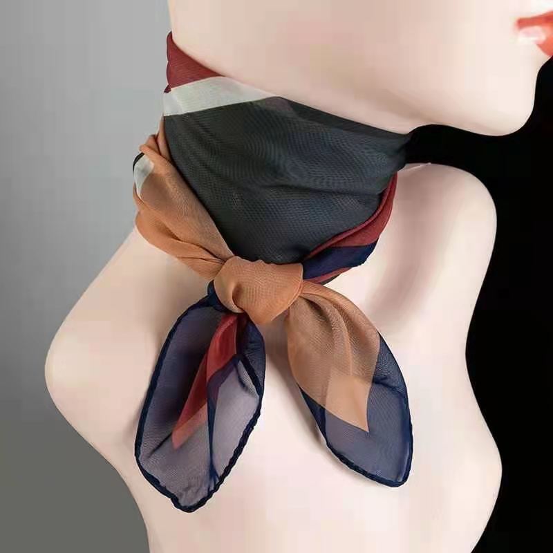 

Модный маленький квадратный шарф, постепенно меняющий цвет, шифоновый шелковый шарф, декоративный шарф-повязка на голову для танцев, шелковый шарф Gradual change color--burgundy