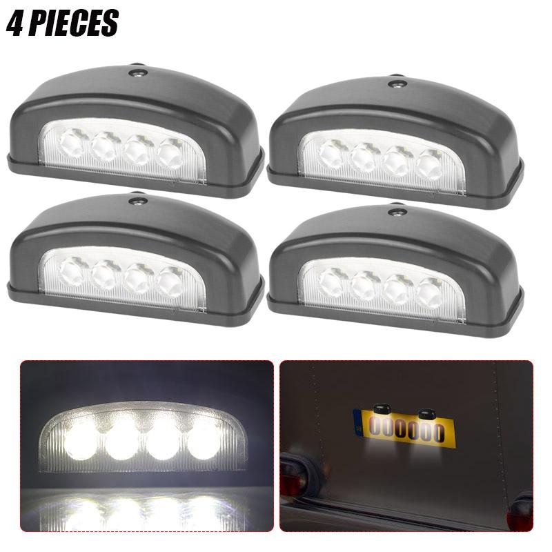 12-24V Truck LED License Plate Light Car Number Plate Lamp 4 LED Rear License Number Plate Light For Truck SUV Trailer Lorry