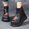 Fashion GKTINOO Handmade Ankle Boots Platform Women Genuine Cow Leather Short Boots Round Toe Height Increasing Thick Sole Ladies Shoes