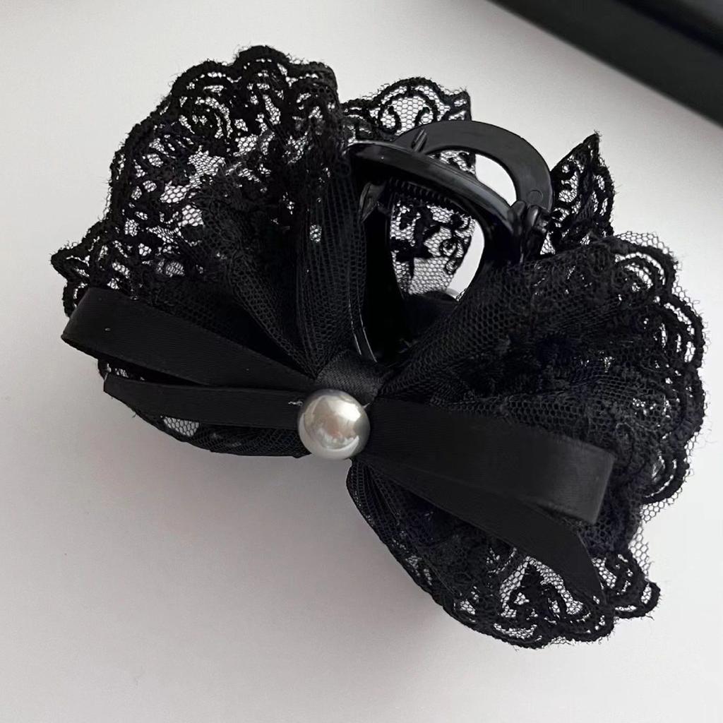 1pc French Super Fairy Lace Bow Hairpin Princess Hair Grab, Half Tie Hairpin Hair Shark Clip on the Back of the Head