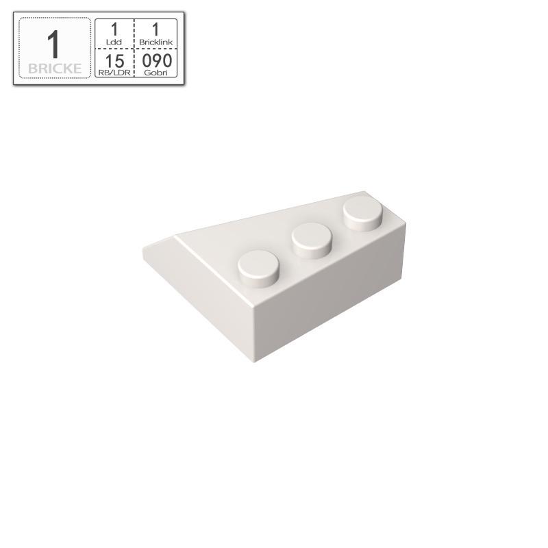 BRICKE 42862 Left Sloped Wedge 3x3 Brick, LEGO-Compatible MOC Accessory 50g (~28 pcs) белый