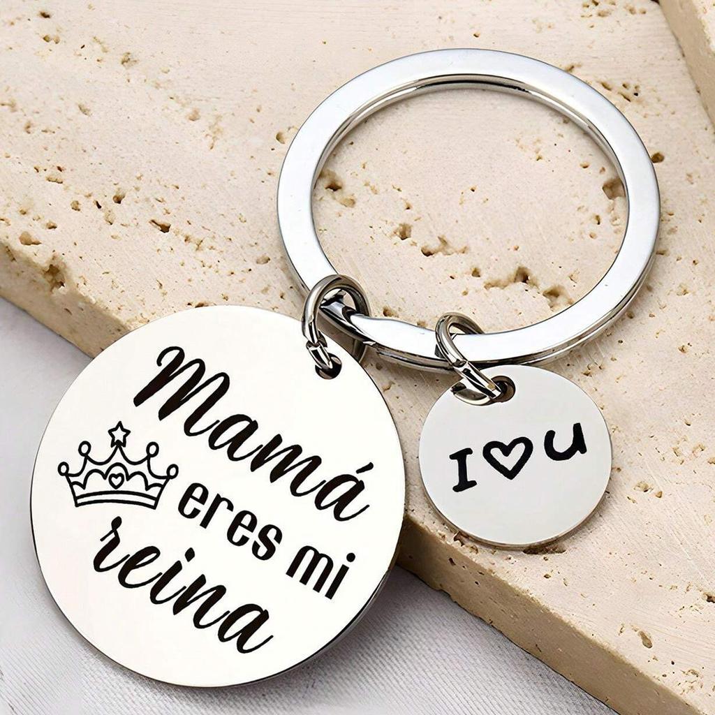 Stainless Steel Keychain Laser Mothers Day Mom Stepmom Holiday Gift Bag Small Pendant Stainless Steel Keychain for Backpack Bag Pendant