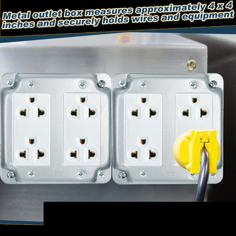 2Pieces Metal Electrical Outlet Covers 4x4Inch Zinc Alloy GFCI Box Plates for Indoor Wiring Safety and Aesthetic Designs