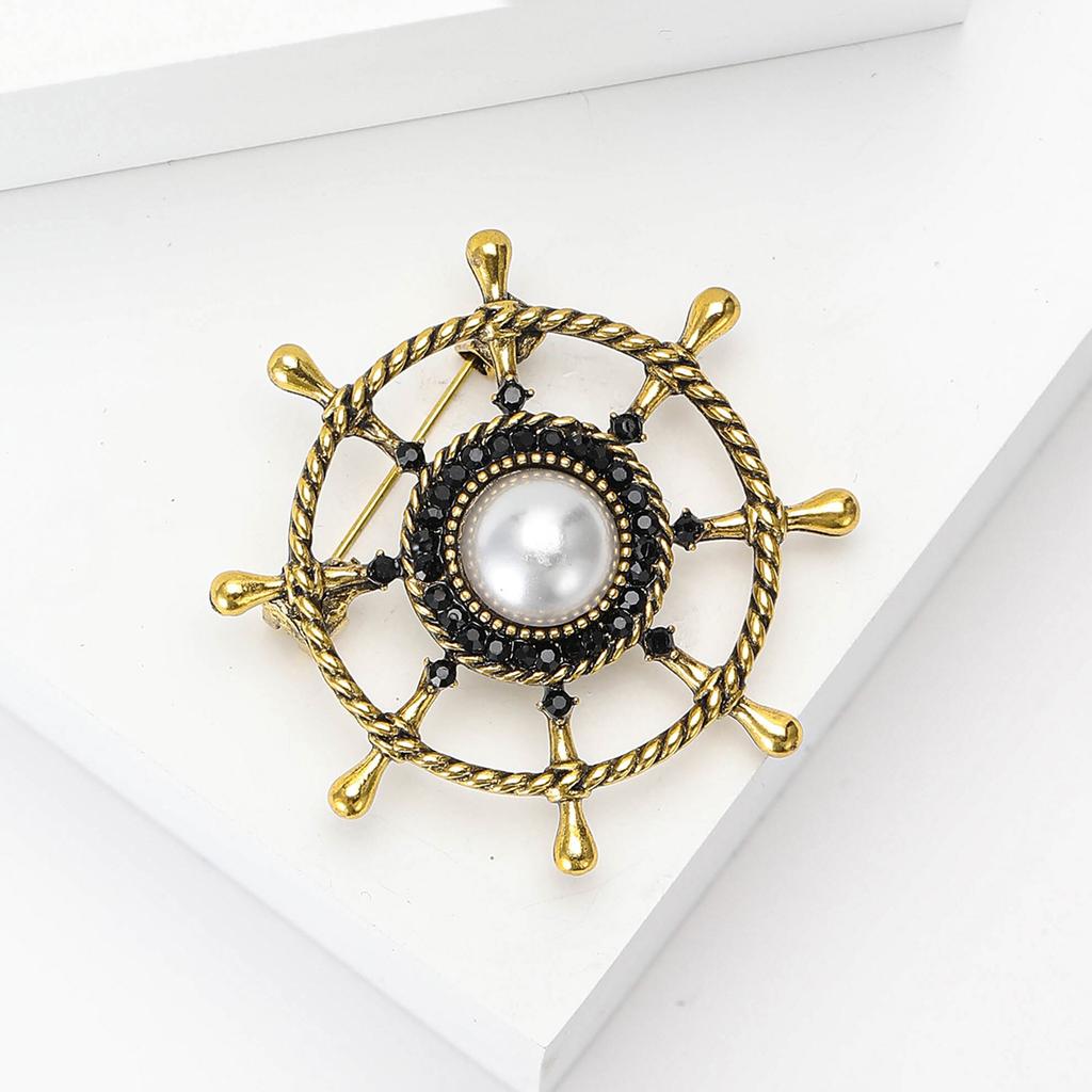 Kreativ Marine Stil Legering Perle Ror Brosje Utsøkt Herredress Frakk Korsasje Ornament Nål