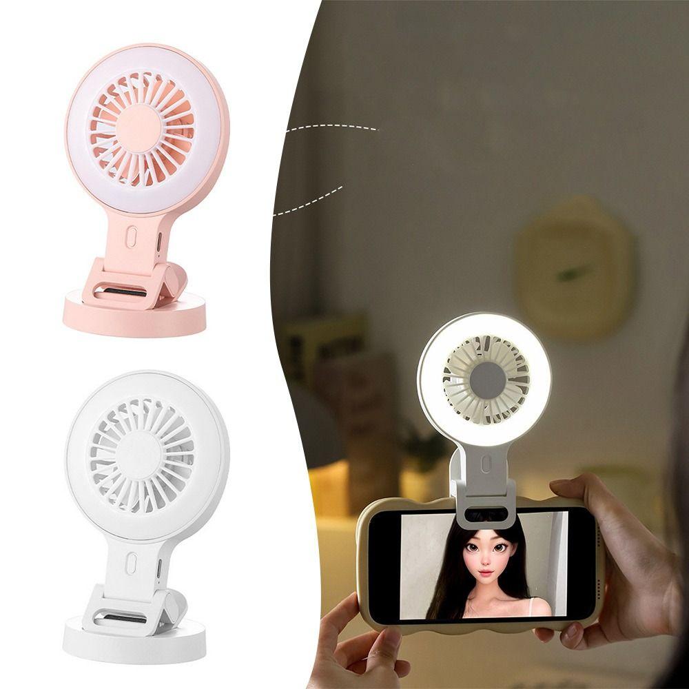 Mini Mobile Fill Light Fan Ultra-Quiet Makeup Facial Beauty Lamp Creative Fan