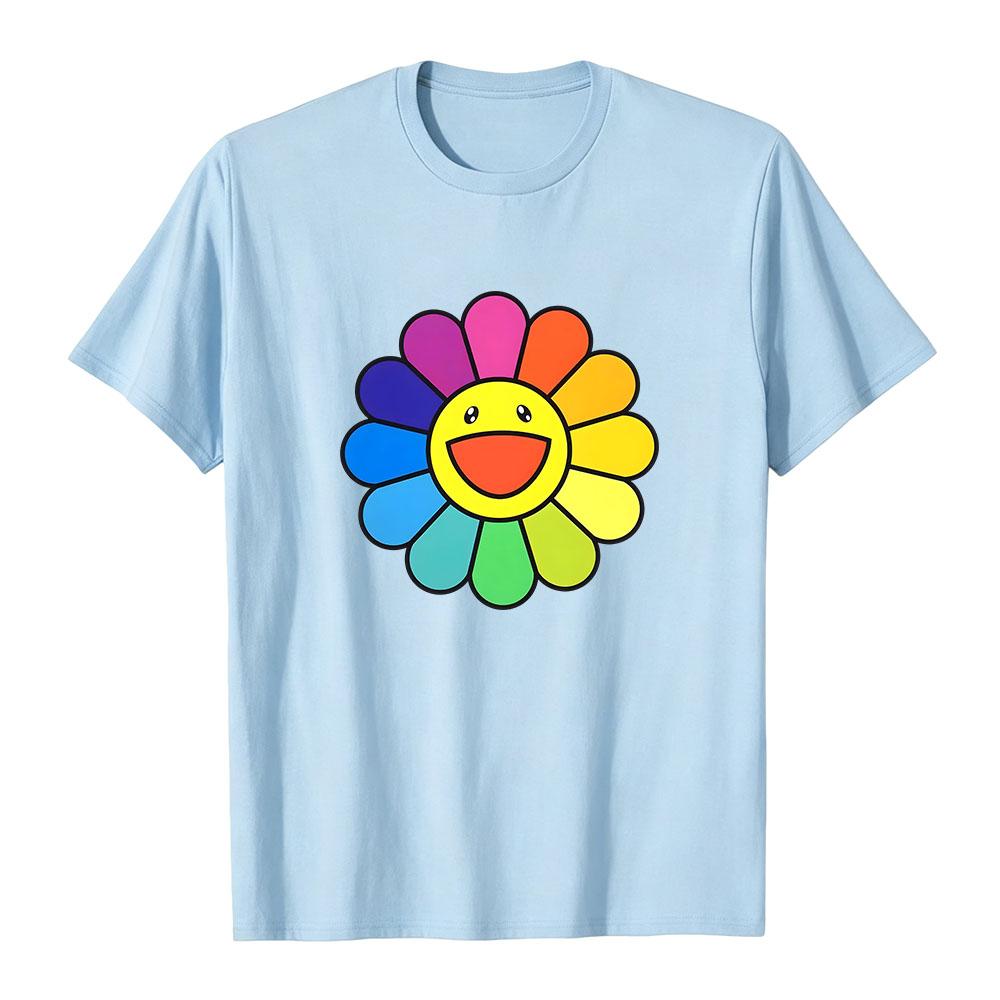 Takashi Murakami Sonnenblumen T-Shirt Grafik Merch Rundhals Kurzarm Baumwolle Herren T-Shirts Lässige Mode Design Druck Kleidung