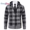 Cozy Up Men Sweater Coat  Autumn Winter Thick Warm Hooded Plaid Wool Sweater Cardigan  Zipper Fleece Coat Men