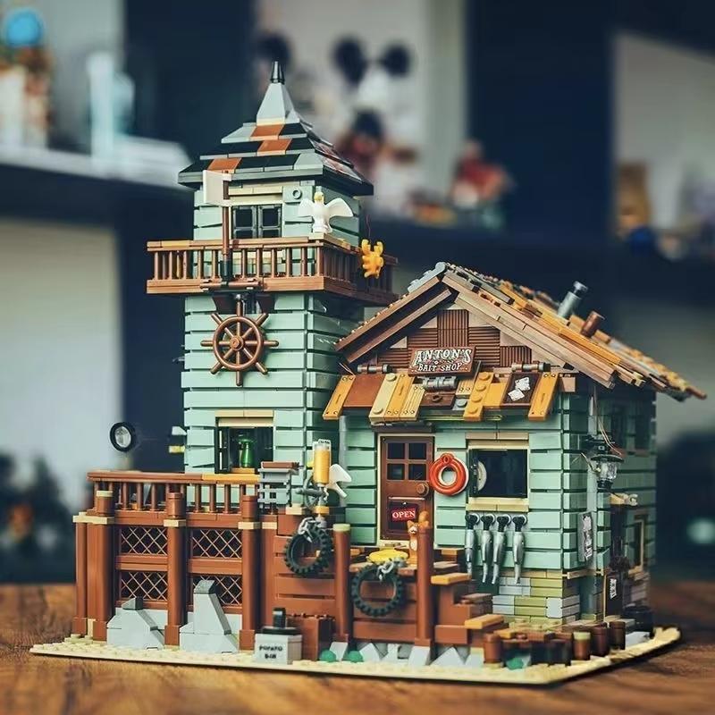 2000+PCS Micro Particle Building Block Fisherman s Hut Building Block Set Ocean Theme Fishing House Children s Toy Holiday Gift