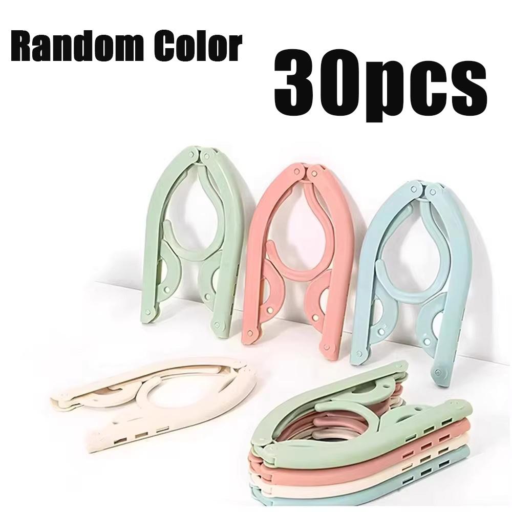 5/10pcs Folding Travel Hangers Portable Random Color Plastic Non Slip Closet Drying Rack Space Saving Home For Dress Pants Suit