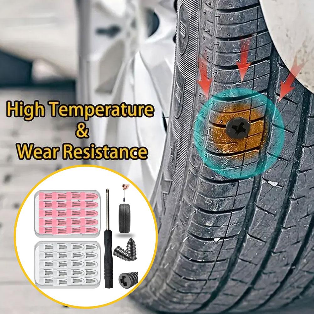 Cars Truck Motorcycle Emergency Vacuum Tire Puncture Fix Kit Rubber Repair Nails with Glue Full Tire Repair Tool Set
