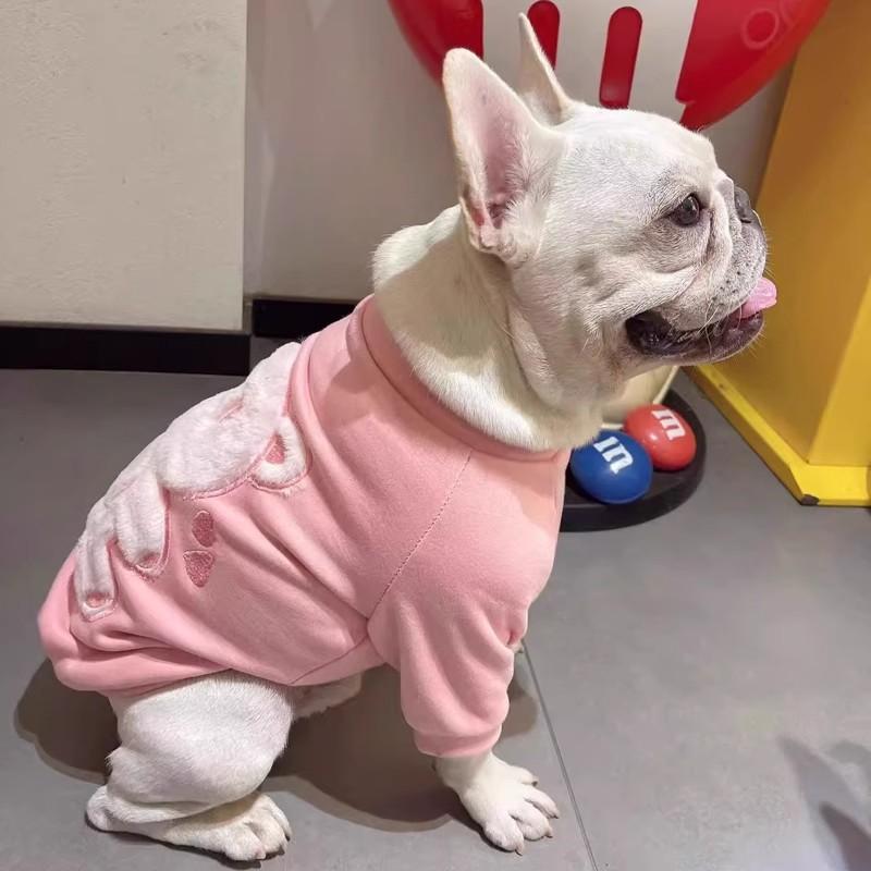 Pet Hoodie French Bulldog Pug Schnauzer Teddy Corgi Winter Warm Fleece Pink Bear Design Small Dog Clothes