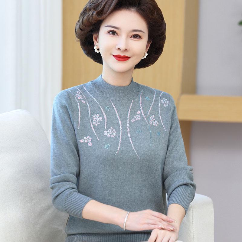 

Hengyuanxiang Women s Plus Size Knitted Wool Sweater for Middle-Aged & Elderly - Autumn/Winter Wear 2XL for 125-135 jin зелёный