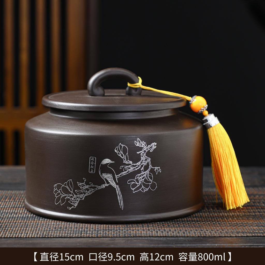 Ceramic purple sand tea can, white tea Pu'er tea moisture-proof sealed storage tank, high-grade exquisite tea packaging tank